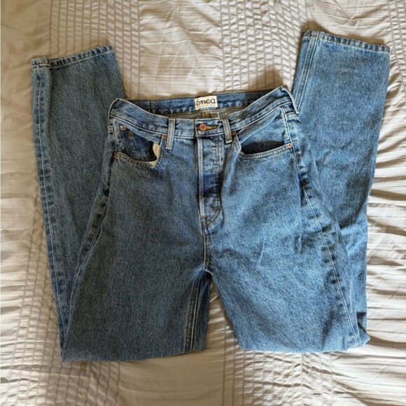 Etica Jeans Leia Womens Button Fly High Rise Straight Leg Blue Denim Size 28 - Picture 7 of 8